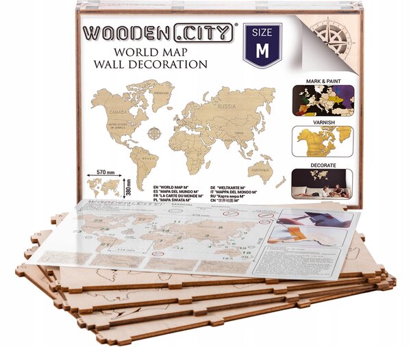 Nástěnná dekorace Mapa světa Wooden.City WM501 57 x 38 cm