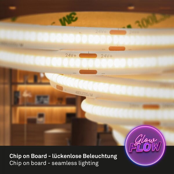 BRILO 2318480 COB LED Strip 3m, samolepící, teplá bílá, bílé - BRILO