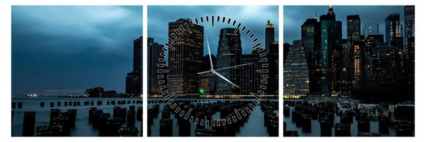 Obraz - Pohled na mrakodrapy New Yorku (s hodinami) (90x30 cm)