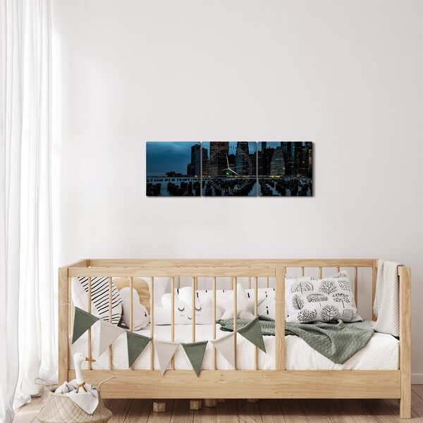 Obraz - Pohled na mrakodrapy New Yorku (s hodinami) (90x30 cm)