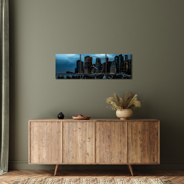 Obraz - Pohled na mrakodrapy New Yorku (s hodinami) (90x30 cm)