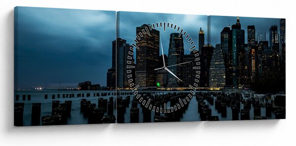 Obraz - Pohled na mrakodrapy New Yorku (s hodinami) (90x30 cm)