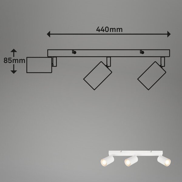 BRILO 2172036 AKCE - Tib stropní bodové svítidlo, nastavitelné, On/Off nástěnným vypínačem, 3-ramenné, bílé - BRILO