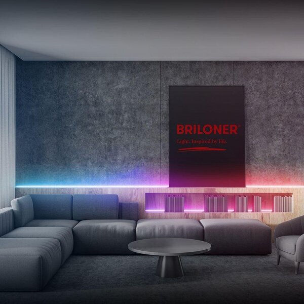 BRILO 2354156 LED pásek 5 m - stmívatelné, RGBIC, CCT, dálkový ovladač, samolepící, bílé - BRILO