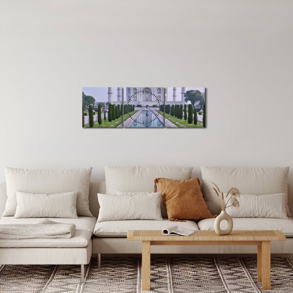Obraz - Taj Mahal za východu slunce (s hodinami) (90x30 cm)