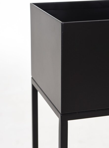 Květináč na vysokých nohách ELEVATE SQUARE, ocel, výška 79 cm, černý mat