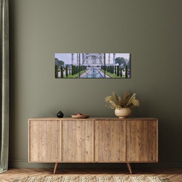 Obraz - Taj Mahal za východu slunce (s hodinami) (90x30 cm)