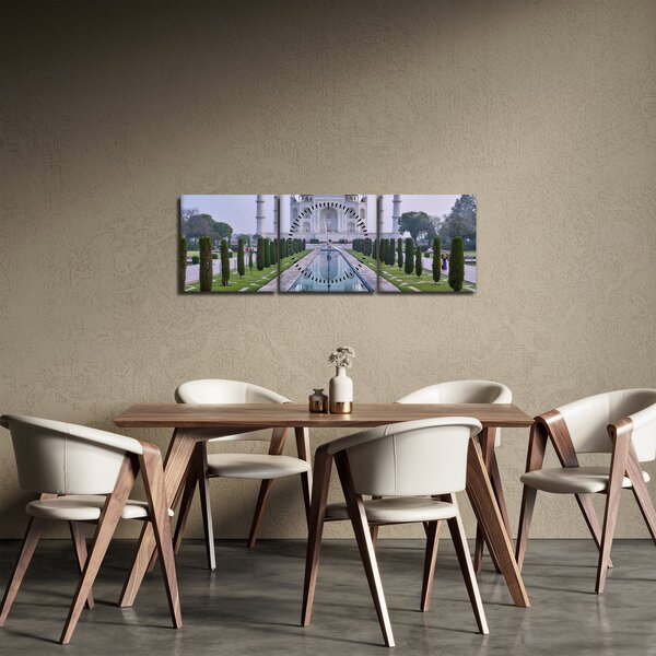 Obraz - Taj Mahal za východu slunce (s hodinami) (90x30 cm)