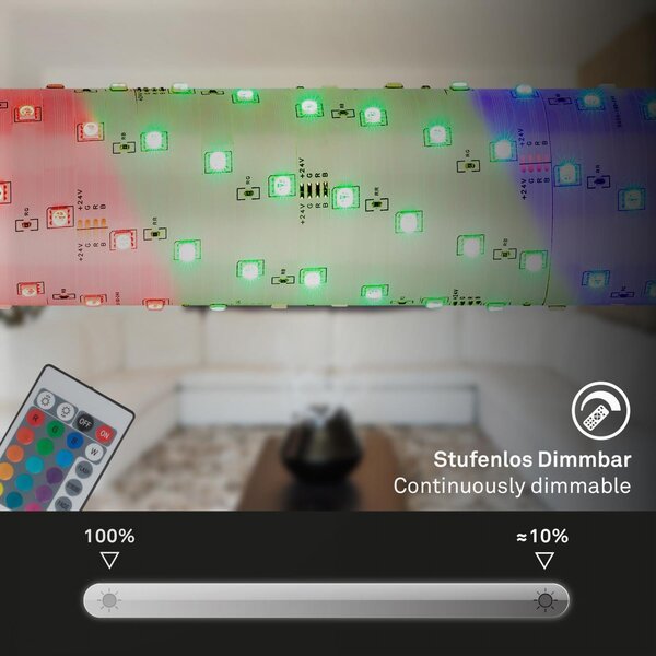 BRILO 2323360 LED Strip 20m, dálkový ovladač, RGB barevné módy, bílé - BRILO