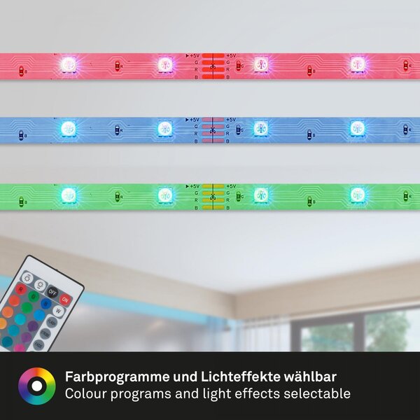 BRILO 2323540 LED pásek 30m, dálkový ovladač, RGB dynamické barvy, bílý - BRILO