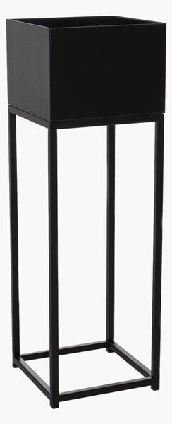 Květináč na vysokých nohách ELEVATE SQUARE, ocel, výška 79 cm, černý mat