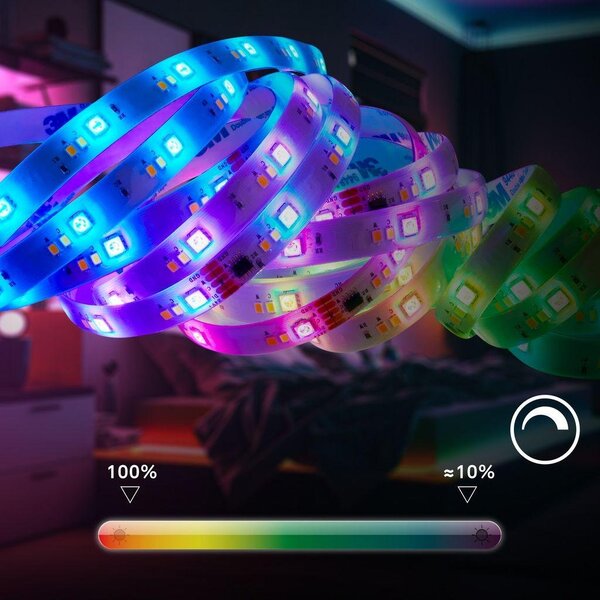 BRILO 2354156 LED pásek 5 m - stmívatelné, RGBIC, CCT, dálkový ovladač, samolepící, bílé - BRILO