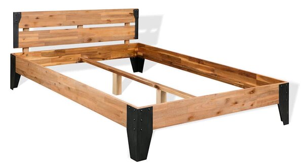 Rám postele masivní akáciové dřevo a ocel 152 x 203 cm 281453