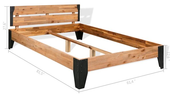 Rám postele masivní akáciové dřevo a ocel 152 x 203 cm 281453