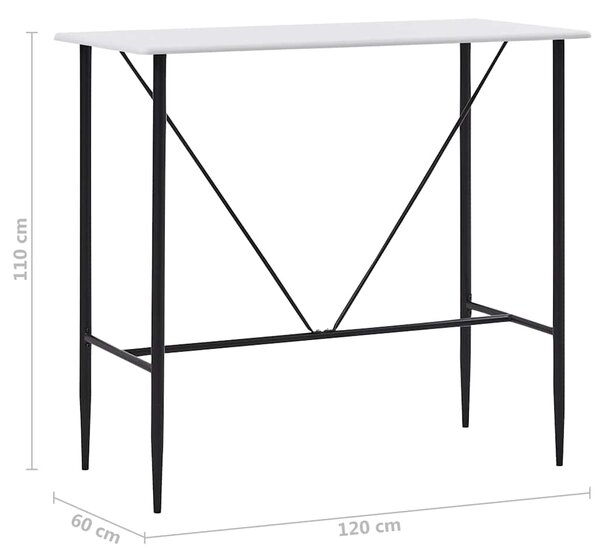 Barový stůl bílý 120 x 60 x 110 cm MDF 281547