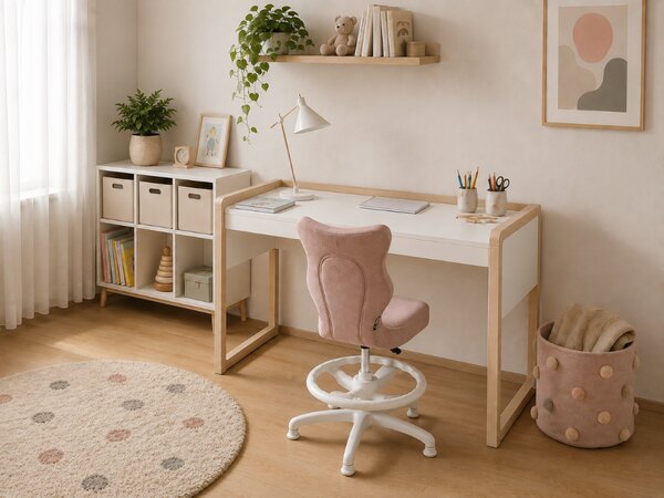 Dětský rostoucí stůl STOLLY se dvěma výškami stolu + ergonomická židle STARORŮŽOVÁ Zvolte rozměr židle: dítě 119 - 142 cm (výška stolu 71 - 82 cm)