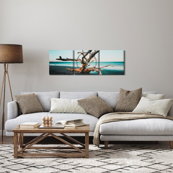 Obraz - Vyplaveno na pláži (s hodinami) (90x30 cm)