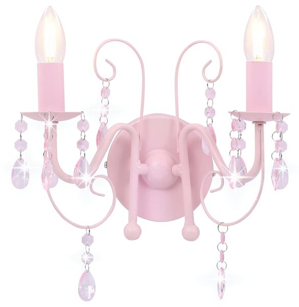 Nástěnná lampa s korálky růžová 2 x žárovka E14 281592