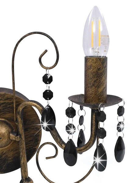 Nástěnná lampa s korálky černá patina 2 x žárovky E14 281591