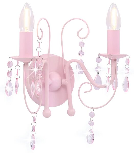 Nástěnná lampa s korálky růžová 2 x žárovka E14 281592