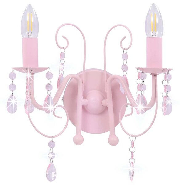 Nástěnná lampa s korálky růžová 2 x žárovka E14 281592