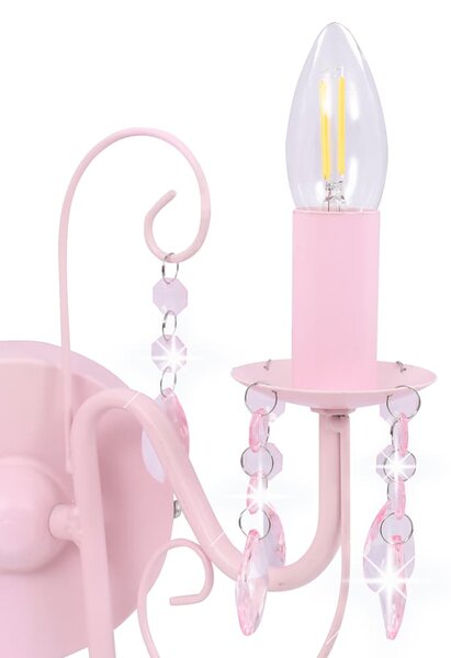 Nástěnná lampa s korálky růžová 2 x žárovka E14 281592