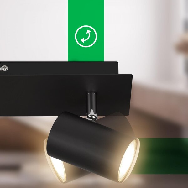 BRILO 2840025 Isil A LED stropní bodové svítidlo, třída A, 2-ramenné, 50.000h, nastavitelné, černá - BRILO