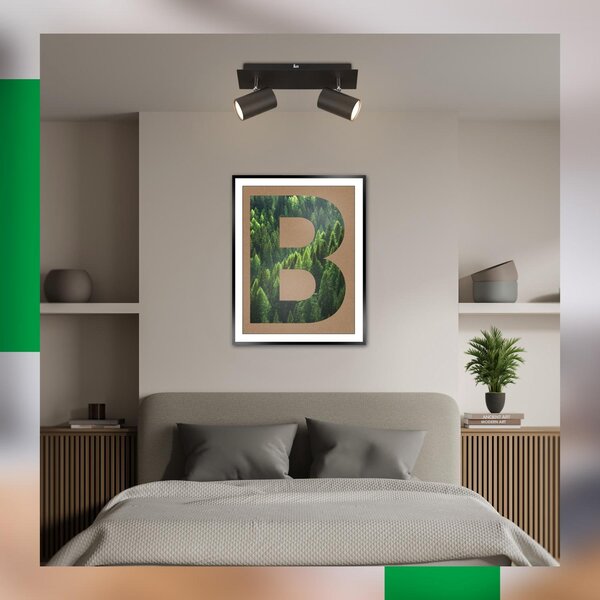 BRILO 2840025 Isil A LED stropní bodové svítidlo, třída A, 2-ramenné, 50.000h, nastavitelné, černá - BRILO