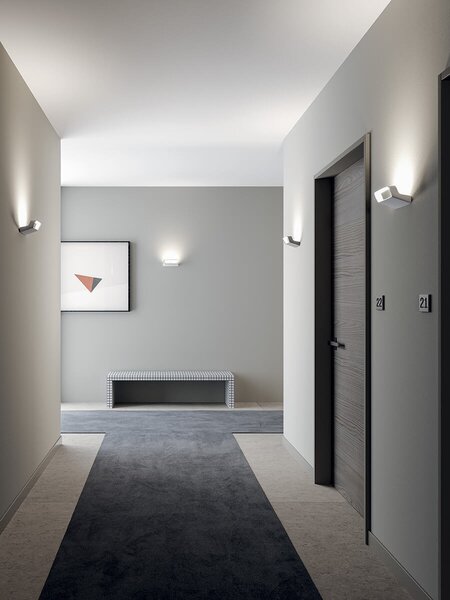 Lodes 17550 2030 Aile, černé nástěnné svítidlo pro nepřímé světlo, 2x8W LED 3000K stmívatelné, délka 19,2cm