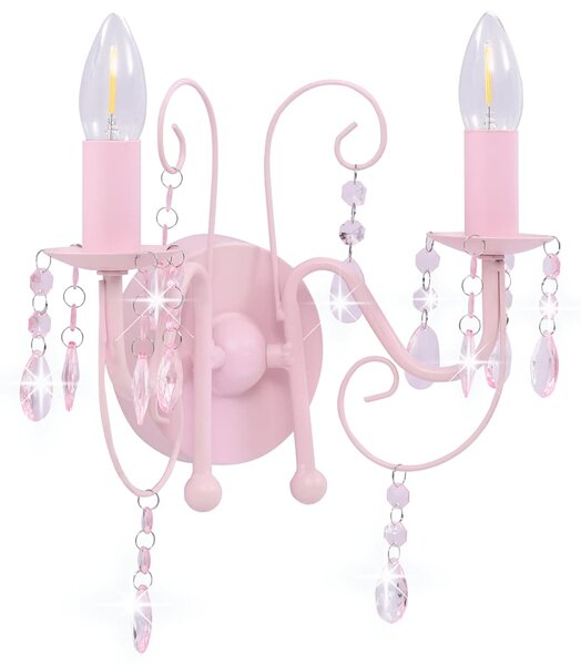 Nástěnná lampa s korálky růžová 2 x žárovka E14 281592
