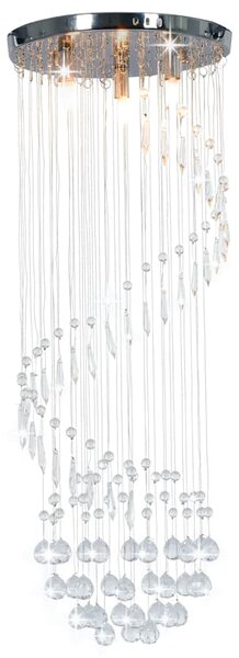 Stropní svítidlo s křišťálovými korálky stříbrné spirálové G9 281577