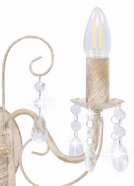 Nástěnná lampa s korálky bílá patina 2 x žárovka E14 281590