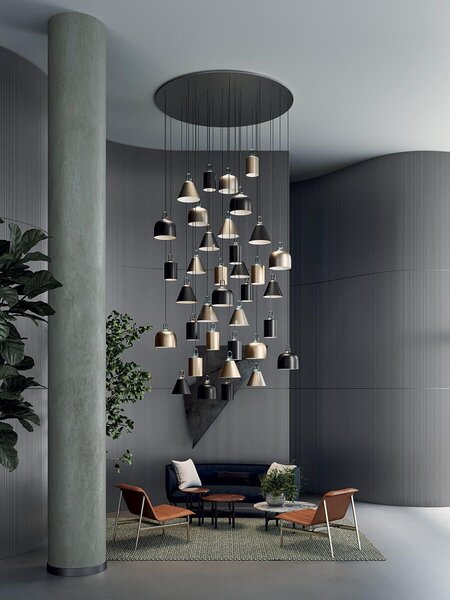 Lodes 16922 2400 Jim Cone cluster, bronzové svítidlo s šedým hákem, 1x25W LED E27, prům. 28cm