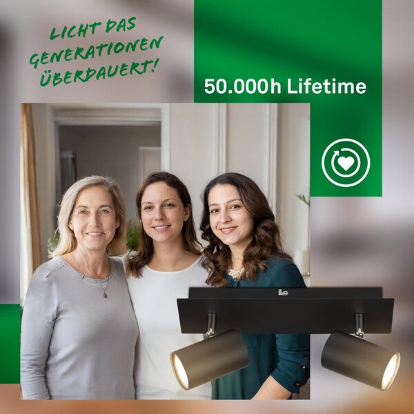 BRILO 2840026 Isil A LED stropní bodové svítidlo, třída A, 2-ramenné, 50.000h, nastavitelné, bílé - BRILO
