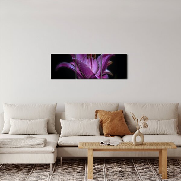 Obraz lilie (s hodinami) (90x30 cm)