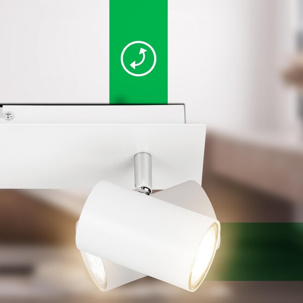BRILO 2840026 Isil A LED stropní bodové svítidlo, třída A, 2-ramenné, 50.000h, nastavitelné, bílé - BRILO