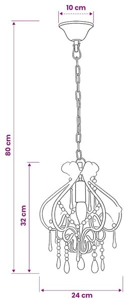 Stropní svítidlo s korálky růžové kulaté E14 281595