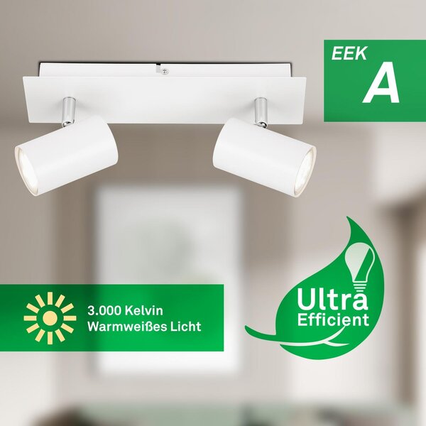 BRILO 2840026 Isil A LED stropní bodové svítidlo, třída A, 2-ramenné, 50.000h, nastavitelné, bílé - BRILO