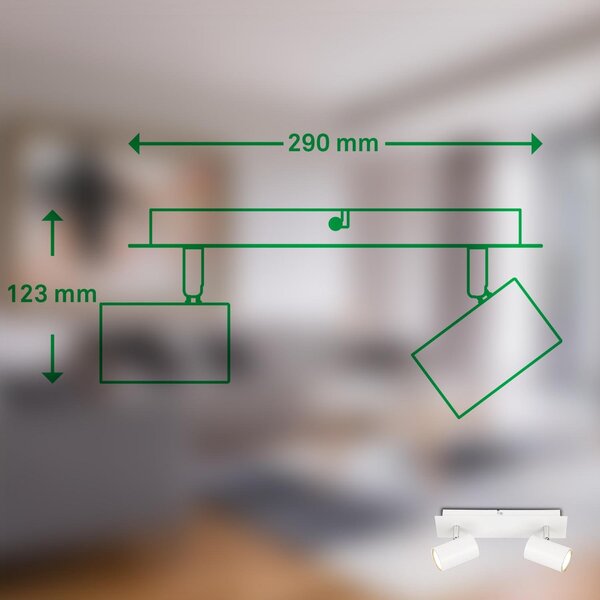 BRILO 2840026 Isil A LED stropní bodové svítidlo, třída A, 2-ramenné, 50.000h, nastavitelné, bílé - BRILO