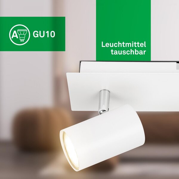 BRILO 2840026 Isil A LED stropní bodové svítidlo, třída A, 2-ramenné, 50.000h, nastavitelné, bílé - BRILO