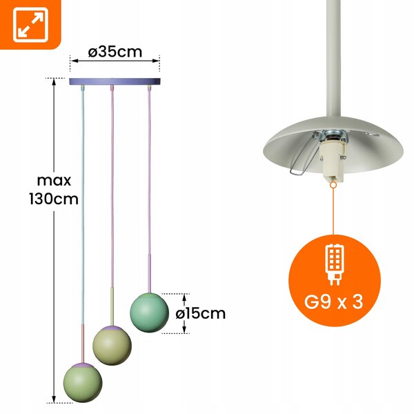 Závěsné svítidlo G9, 3 žárovky, Ø 15 cm