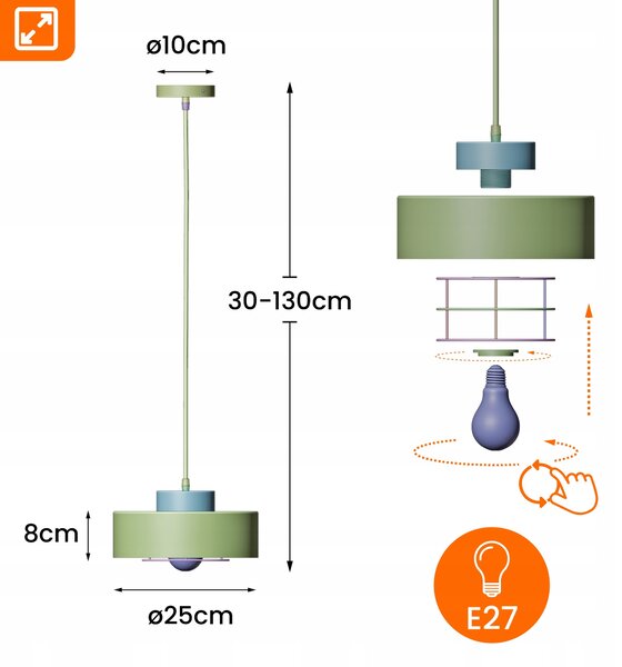 Závěsné svítidlo E27, max. 35 W