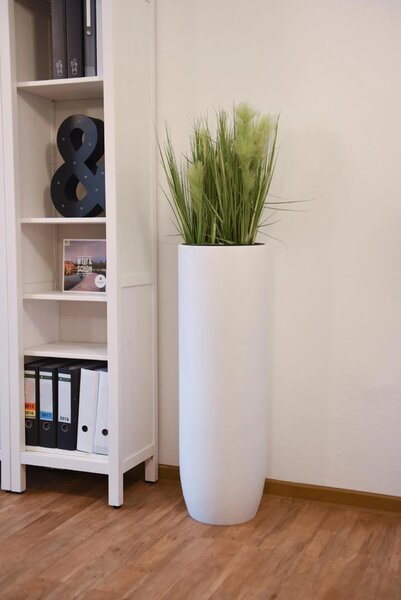 Květináč SOLERIO, sklolaminát, výška 100 cm, bílý mat