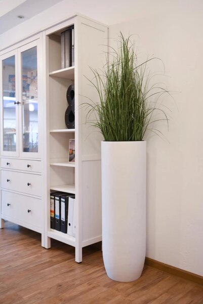 Květináč SOLERIO, sklolaminát, výška 100 cm, bílý mat