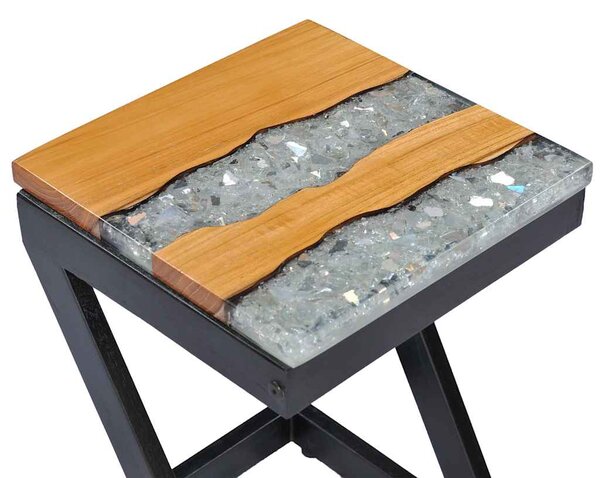 Konferenční stolek 30 x 30 x 50 cm masivní teak a polyresin 281649