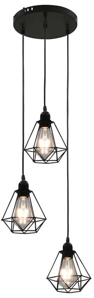 Stropní lampa s diamantovým designem černá 3 x žárovka E27 281634