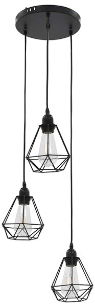 Stropní lampa s diamantovým designem černá 3 x žárovka E27 281634