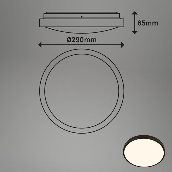 BRILO 3829015 Chet LED stropní svítidlo IP54, 3m dosah čidla, pohybové čidlo, černá - BRILO