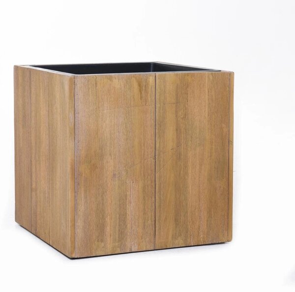 Dřevěný květináč BLOCK, akácie, výška 43 cm, hnědý