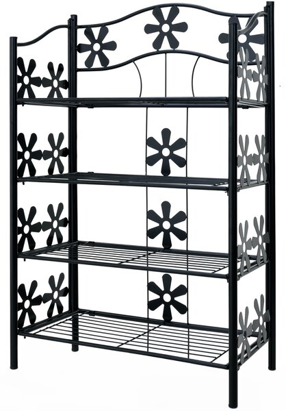 FurniGO Kovová police s květinovým vzorem - 90x60x30 cm